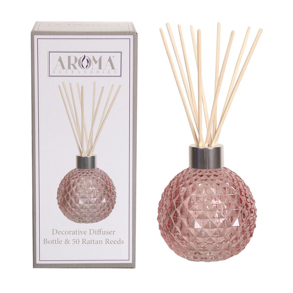 Aroma Pink Lustre Glass Reed Diffuser & 50 Rattan Reeds £7.01